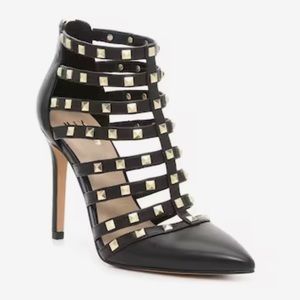 Mix No.6 Danela Black Leather Rockstud Embellished Stiletto Heel Pumps Size 6.5
